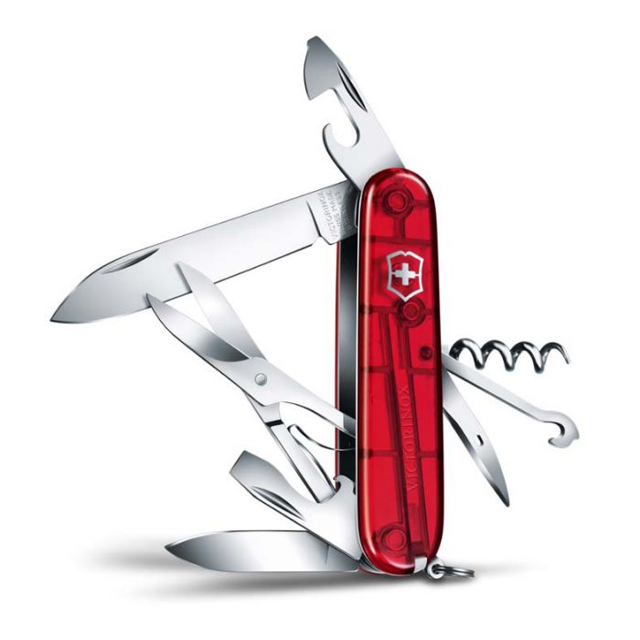 Нож перочинный Victorinox Climber, сталь X55CrMo14, рукоять Cellidor®, полупрозрачный красный