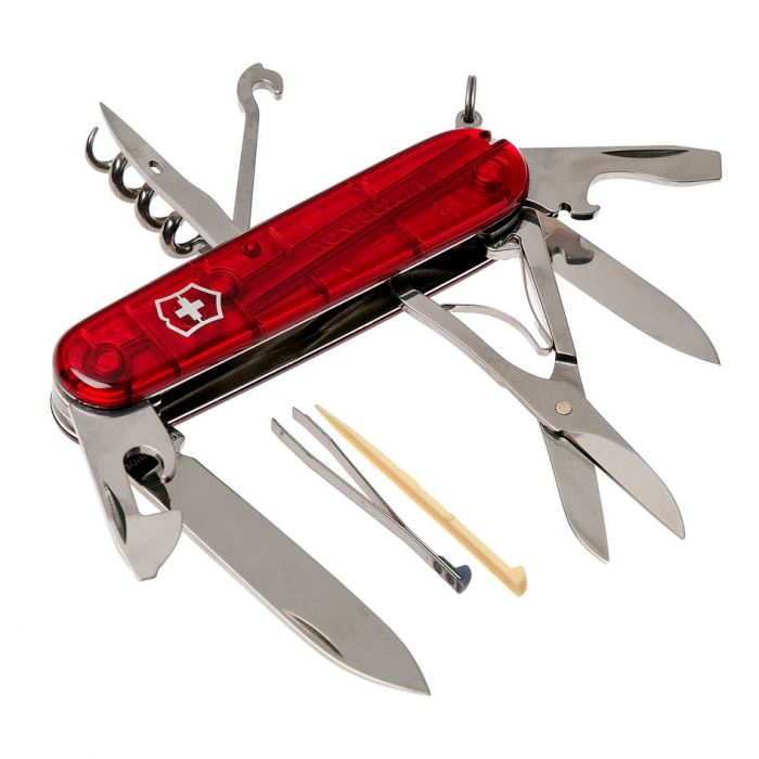 Нож перочинный Victorinox Climber, сталь X55CrMo14, рукоять Cellidor®, полупрозрачный красный