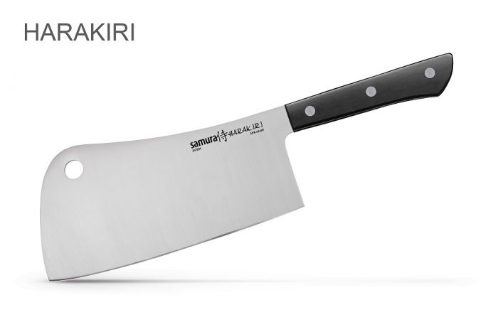 Нож-топорик кухонный для мяса Samura "HARAKIRI" (SHR-0040B) 180 мм, сталь AUS-8, рукоять ABS пластик, чёрный